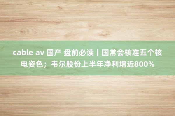 cable av 国产 盘前必读丨国常会核准五个核电姿色；韦尔股份上半年净利增近800%