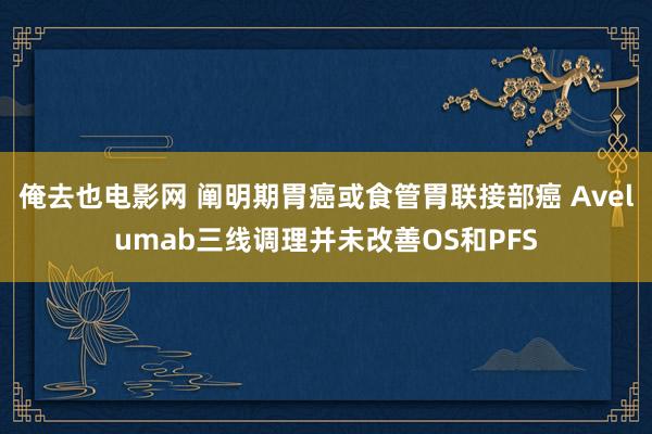 俺去也电影网 阐明期胃癌或食管胃联接部癌 Avelumab三线调理并未改善OS和PFS