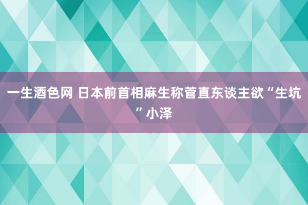 一生酒色网 日本前首相麻生称菅直东谈主欲“生坑”小泽