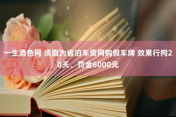 一生酒色网 须眉为省泊车资网购假车牌 效果行拘20天、罚金6000元